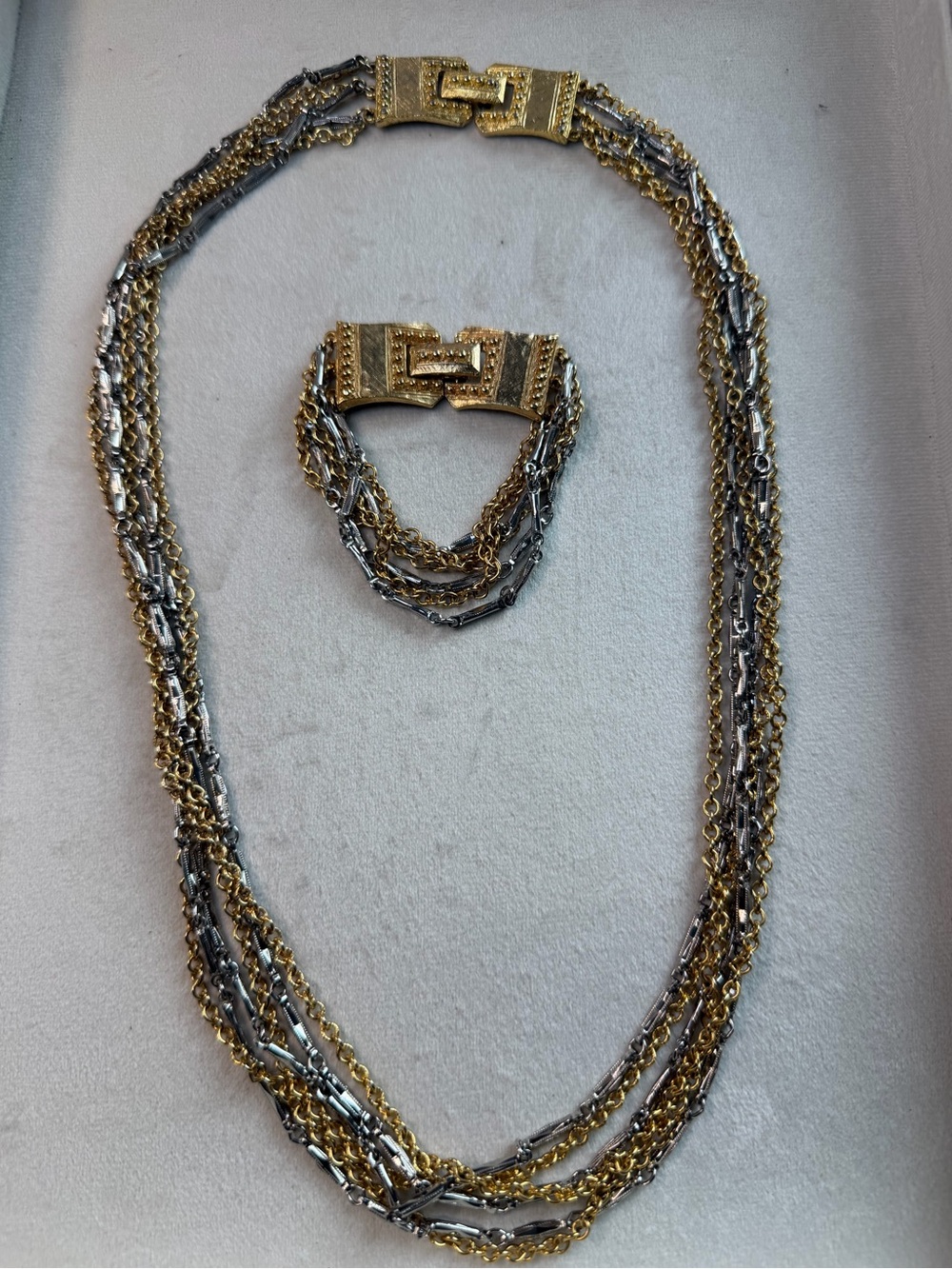 Vintage Celebrity NY Necklace Bracelet Set, Multi Strand Chain